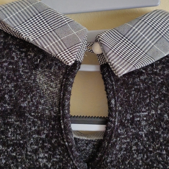 Faith and Joy Dark Grey Top & Plaid Jeweled Collar Size Large - Picture 8 of 11